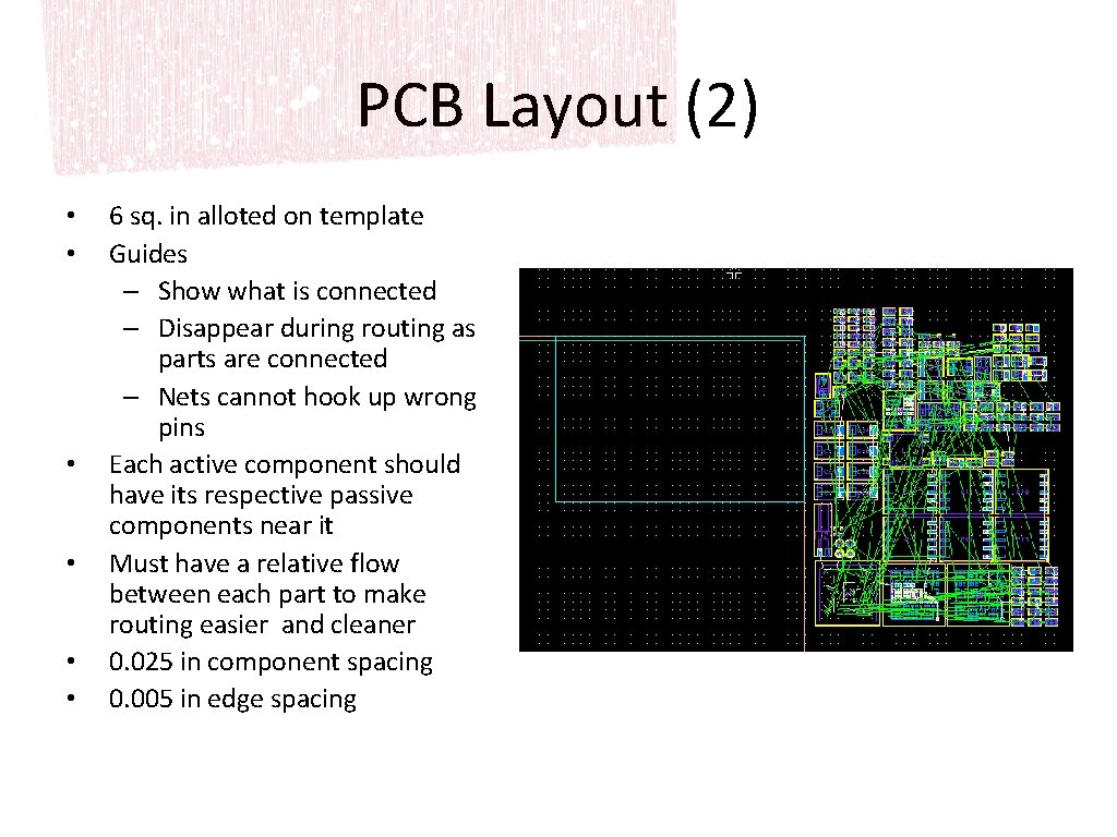 PCB Layout (2) • • • 6 sq. in alloted on template Guides –