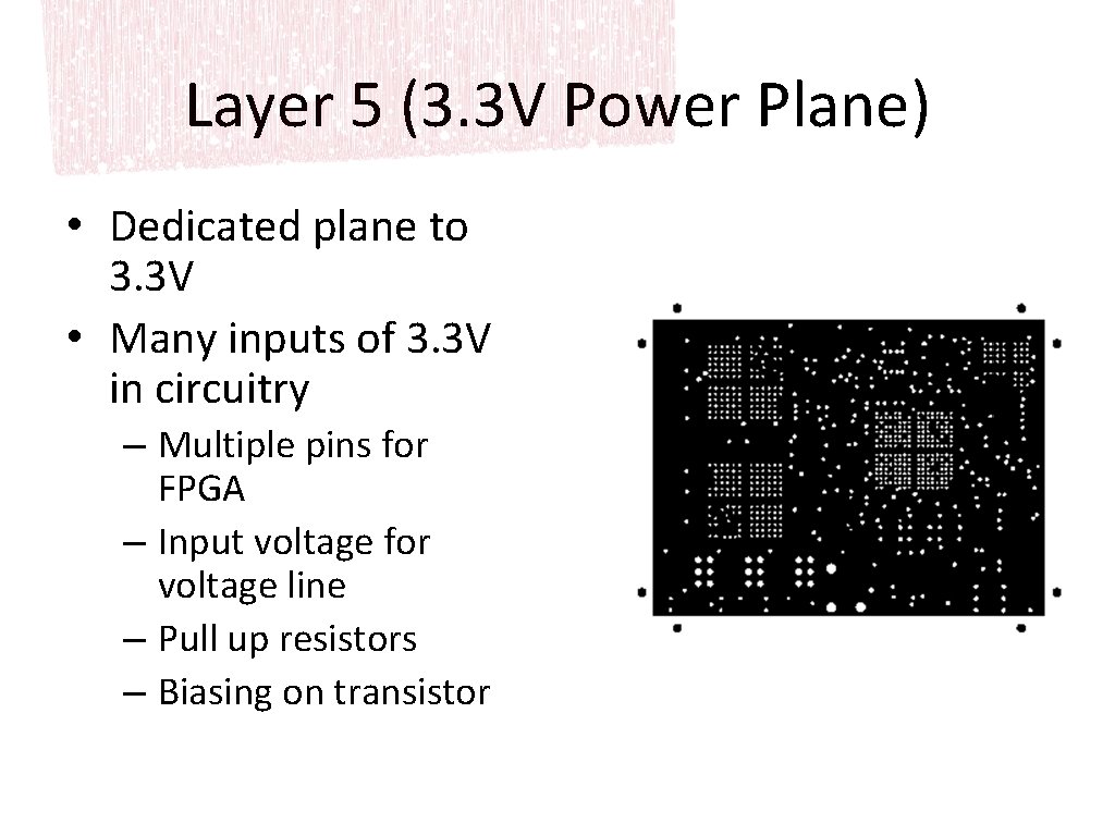 Layer 5 (3. 3 V Power Plane) • Dedicated plane to 3. 3 V