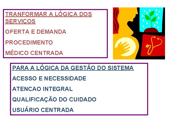 TRANFORMAR A LÓGICA DOS SERVIÇOS OFERTA E DEMANDA PROCEDIMENTO MÉDICO CENTRADA PARA A LÓGICA