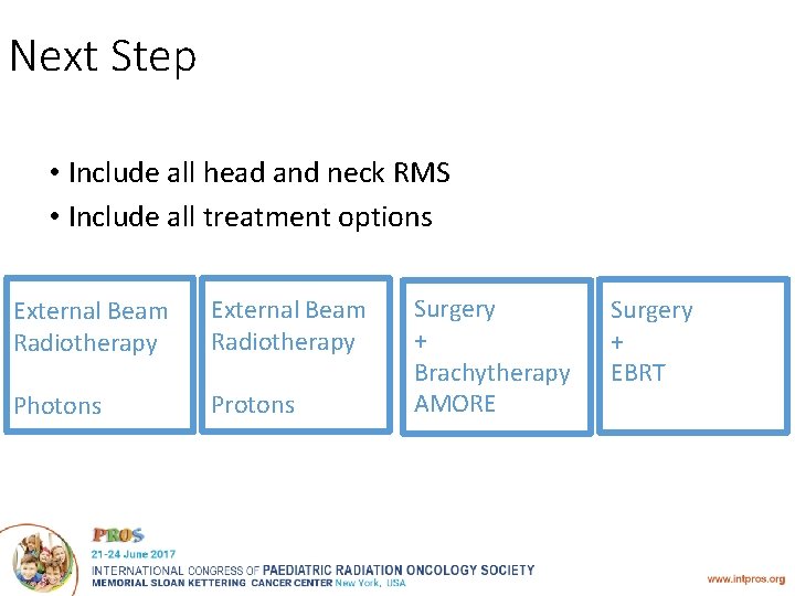 Next Step • Include all head and neck RMS • Include all treatment options