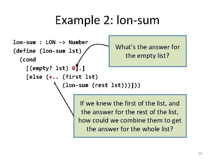 Example 2: lon-sum : LON -> Number What's the answer for (define (lon-sum lst)