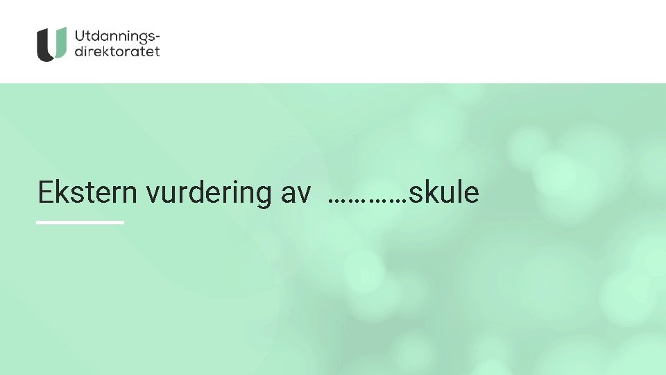 Ekstern vurdering av …………skule 