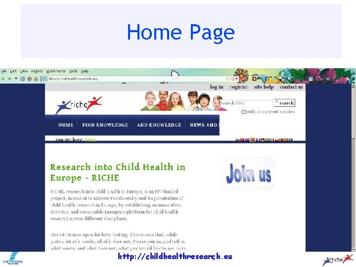 Home Page http: //childhealthresearch. eu 