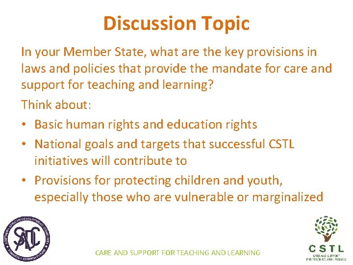 Discussion Topic In your Member State, what are the key provisions in laws and