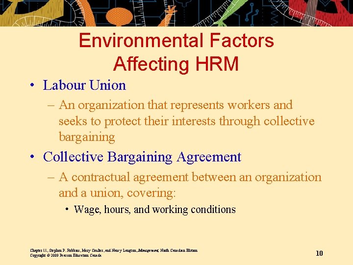 Environmental Factors Affecting HRM • Labour Union – An organization that represents workers and
