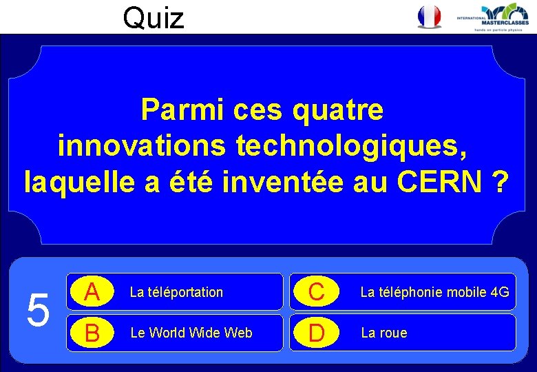 Quiz Parmi ces quatre innovations technologiques, laquelle a été inventée au CERN ? 5