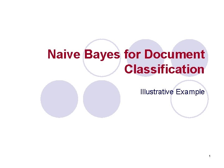 Naive Bayes for Document Classification Illustrative Example 1 