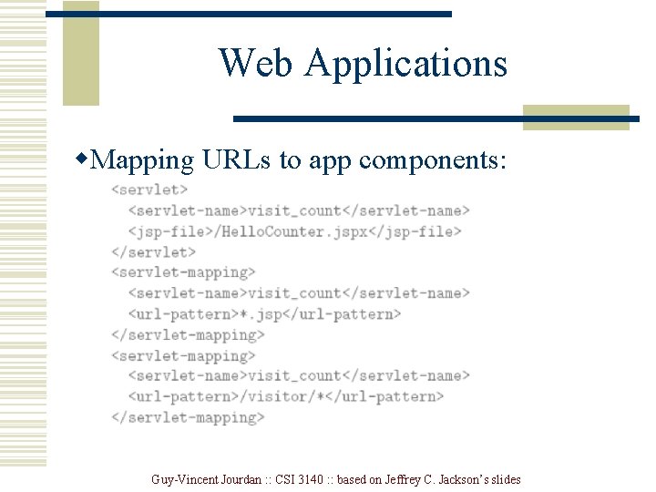 Web Applications w. Mapping URLs to app components: Guy-Vincent Jourdan : : CSI 3140