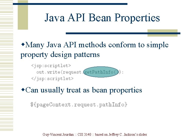 Java API Bean Properties w. Many Java API methods conform to simple property design
