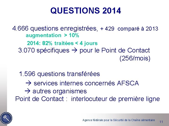 QUESTIONS 2014 4. 666 questions enregistrées, + 429 comparé à 2013 augmentation > 10%