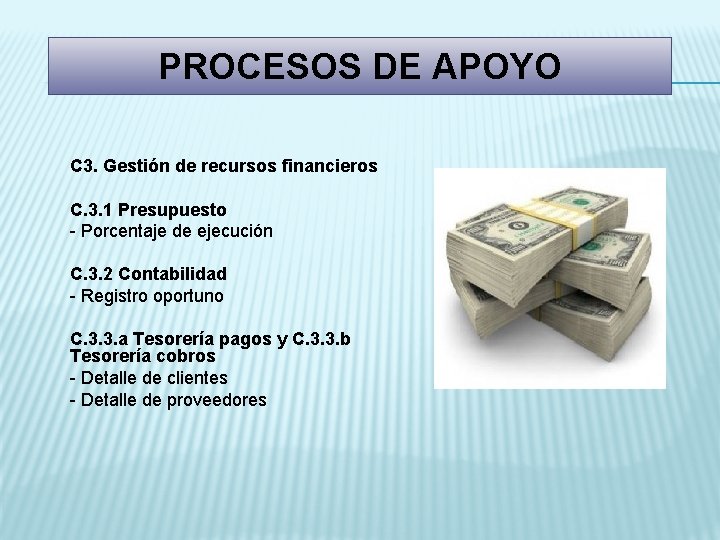 PROCESOS DE APOYO C 3. Gestión de recursos financieros C. 3. 1 Presupuesto -