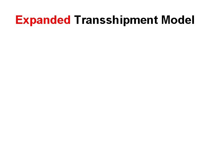 Expanded Transshipment Model 