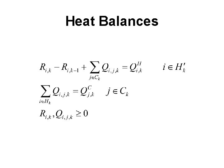 Heat Balances 