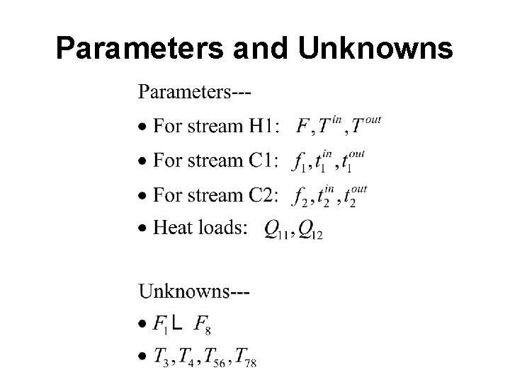 Parameters and Unknowns 