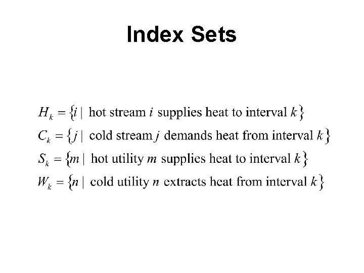 Index Sets 