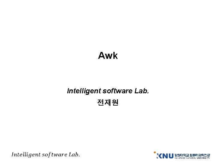 Awk Intelligent software Lab. 전재원 