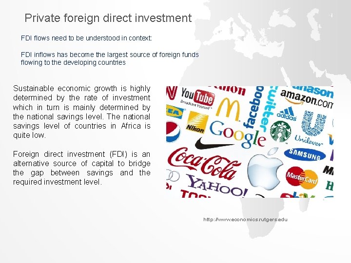 Private foreign direct investment FDI flows need to be understood in context: FDI inflows