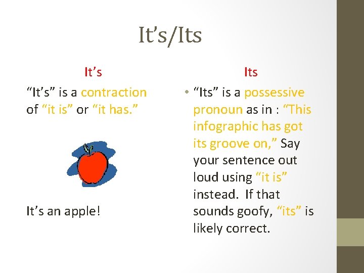 It’s/Its It’s “It’s” is a contraction of “it is” or “it has. ” It’s