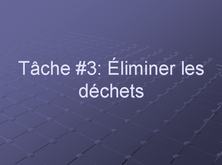 Tâche #3: Éliminer les déchets 