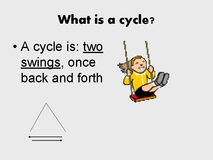 What is a cycle? • A cycle is: two swings, once back and forth