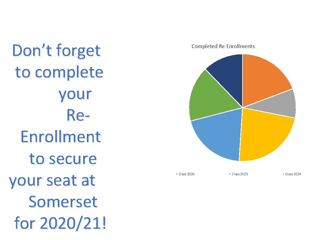 Don’t forget to complete your Re. Enrollment to secure your seat at Somerset for