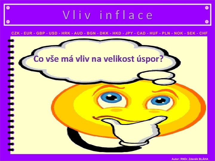 Vliv inflace Co vše má vliv na velikost úspor? 