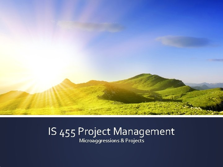 IS 455 Project Management Microaggressions & Projects 