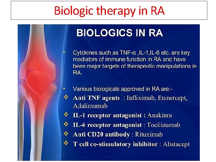 Biologic therapy in RA 