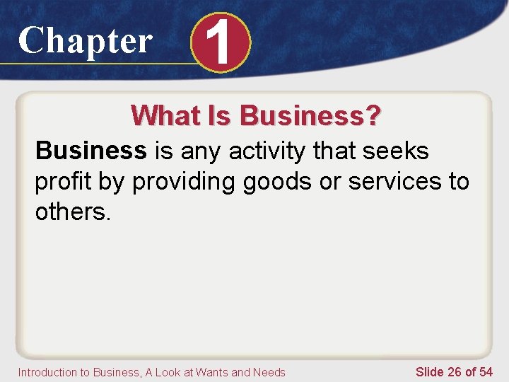 Chapter 1 What Is Business? Business is any activity that seeks profit by providing