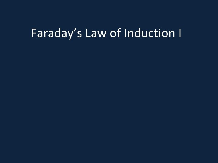 Faraday’s Law of Induction I 