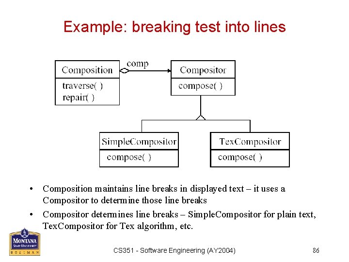 Example: breaking test into lines • Composition maintains line breaks in displayed text –