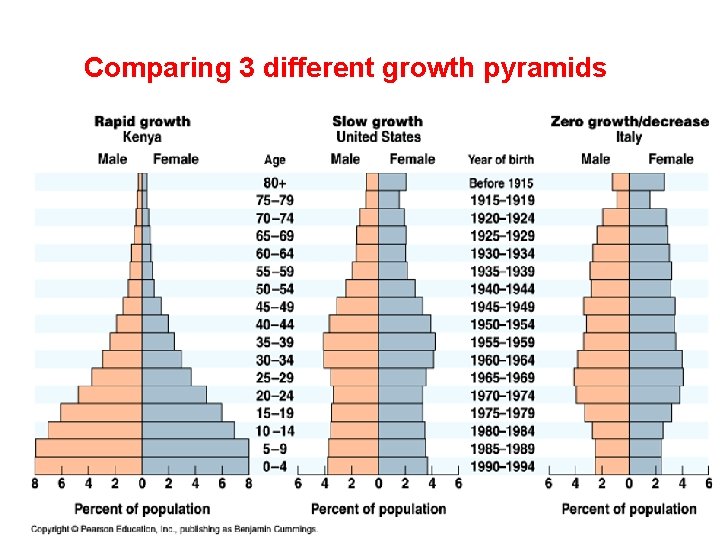 Comparing 3 different growth pyramids 