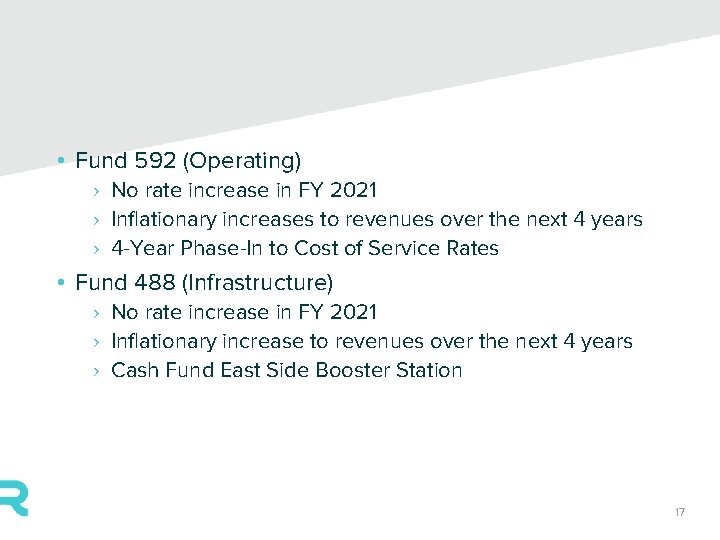  • Fund 592 (Operating) › No rate increase in FY 2021 › Inflationary