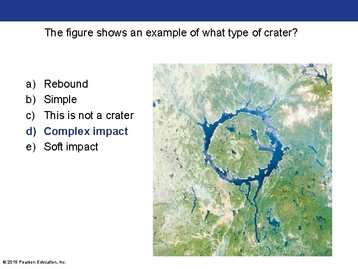 The figure shows an example of what type of crater? a) b) c) d)