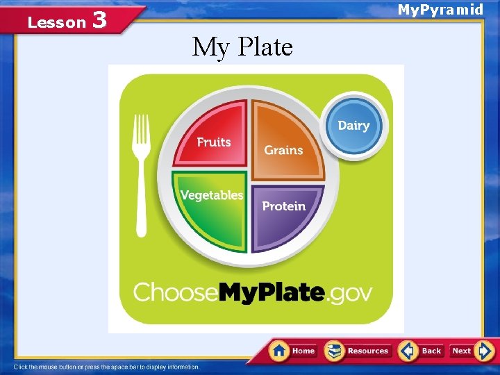 Lesson 3 My. Pyramid My Plate 