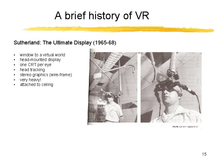 A brief history of VR Sutherland: The Ultimate Display (1965 -68) • • window A brief history of VR Sutherland: The Ultimate Display (1965 -68) • • window