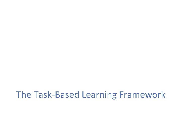 The Task-Based Learning Framework 