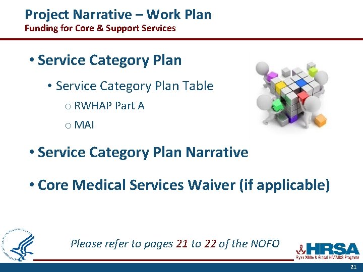 Project Narrative – Work Plan Funding for Core & Support Services • Service Category