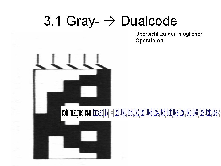3. 1 Gray- Dualcode Übersicht zu den möglichen Operatoren 