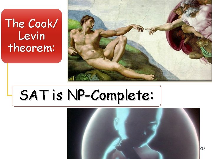 The Cook/ Levin theorem: SAT is NP-Complete: 20 