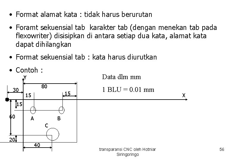  • Format alamat kata : tidak harus berurutan • Foramt sekuensial tab karakter