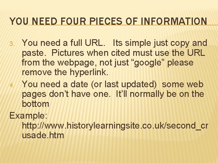 YOU NEED FOUR PIECES OF INFORMATION You need a full URL. Its simple just