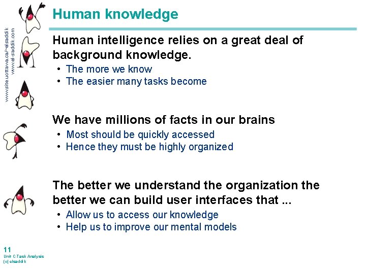 www. site. uottawa. ca/~elsaddik www. el-saddik. com Human knowledge Human intelligence relies on a