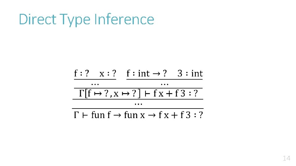 Direct Type Inference 14 