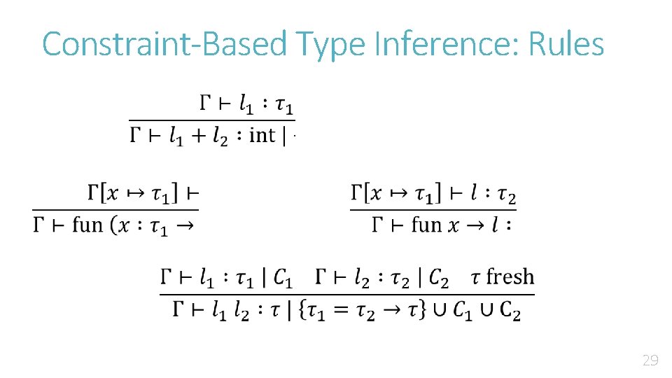 Constraint-Based Type Inference: Rules 29 