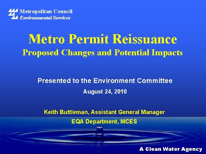 Metropolitan Council Environmental Services Metro Permit Reissuance ...