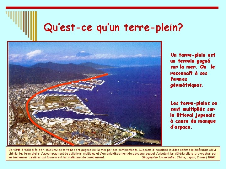 Qu’est-ce qu’un terre-plein? Un terre-plein est un terrain gagné sur la mer. On le