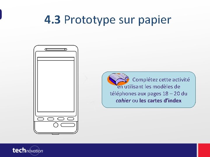 4. 3 Prototype sur papier Complétez cette activité en utilisant les modèles de téléphones
