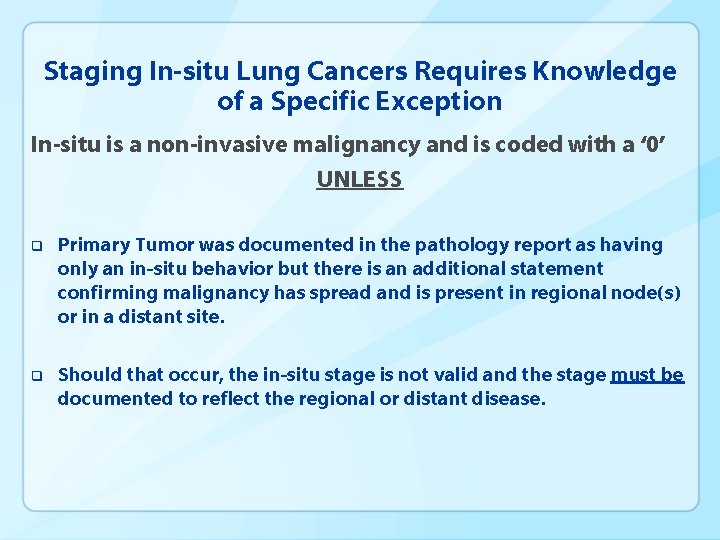Directly Coded Summary Stage Lung Cancer National Center