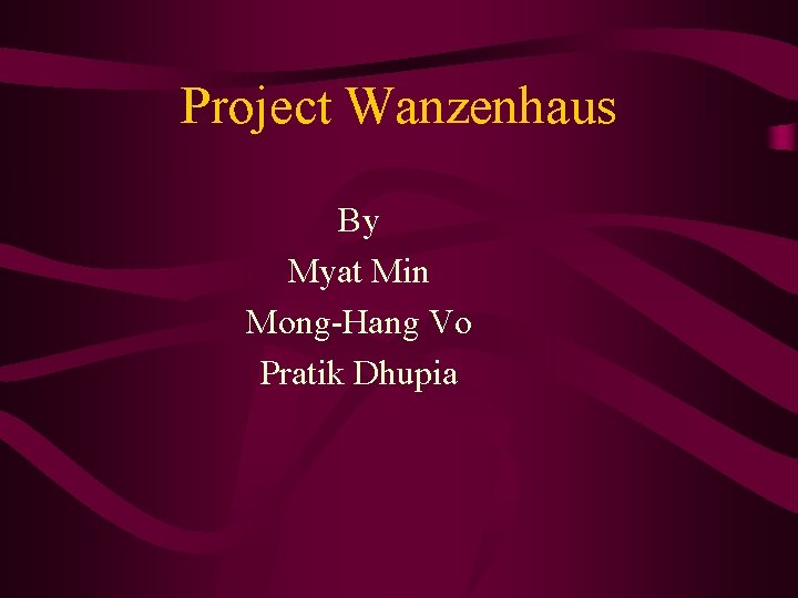 Project Wanzenhaus By Myat Min Mong-Hang Vo Pratik Dhupia 